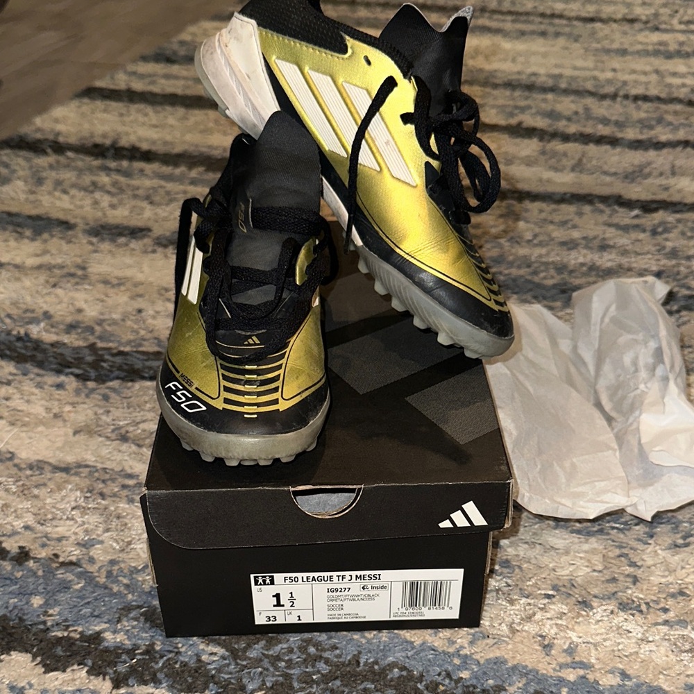 Adidas Kids F50 League T3 Messi Sneakers - Black and Gold